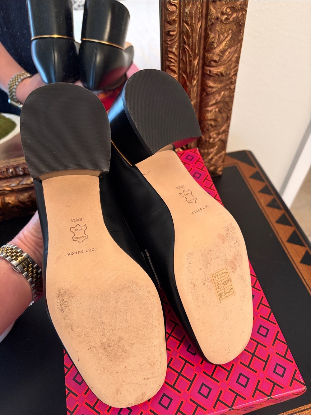 Tory Burch Black Croc-Embossed Leather Slip-On Loafers - Picture 4 of 4